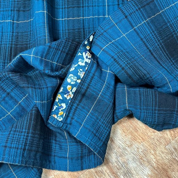 J Jill Long Sleeve Plaid A-Line Shirt Dress Women M Midi Pocket Grunge Indie - Picture 5 of 13